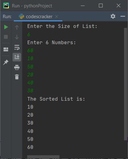 bubble sort program in python