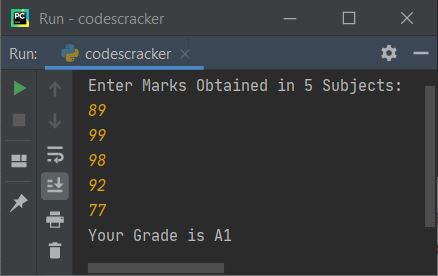 calculate grade of student python