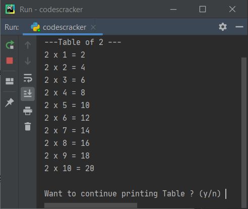 continue statement python example program