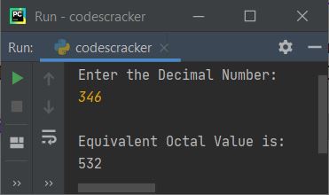 convert decimal to octal python