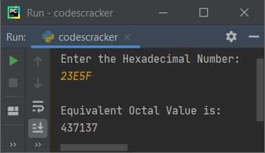 convert hexadecimal to octal python