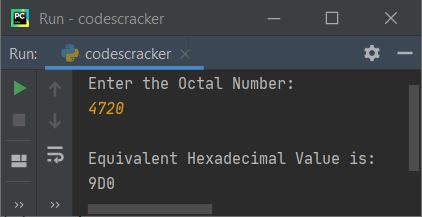 convert octal to hexadecimal python