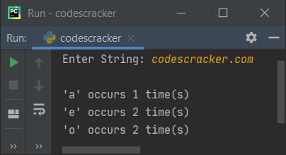 count each vowels using list python