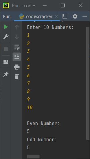 count even odd numbers in list python