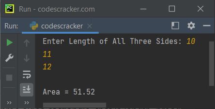 find area of triangle python