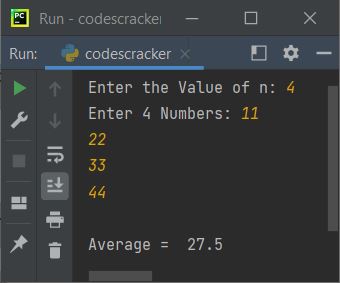 find average of n numbers python