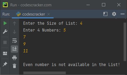 find print even numbers in list python