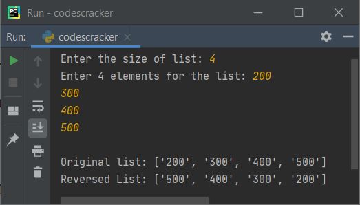 find reverse of a list python