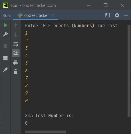 find smallest number in list python