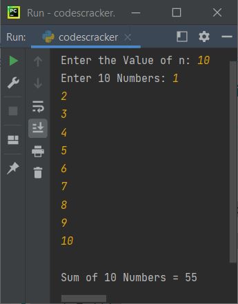 find sum of n numbers python