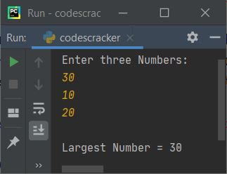 largest among three numbers python