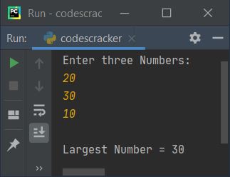 largest of three numbers python