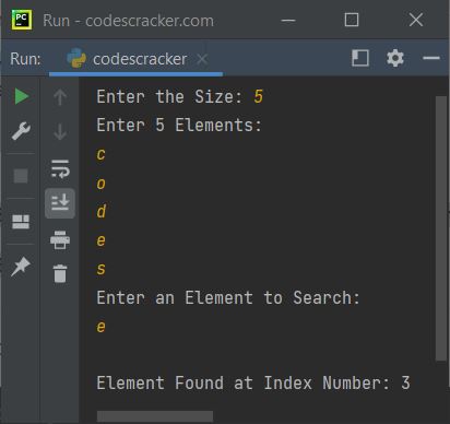 linear search program in python