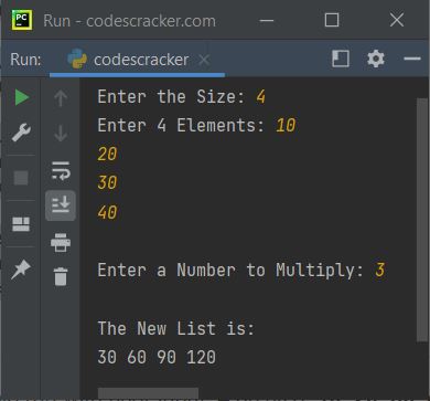 multiply all numbers in list by constant python