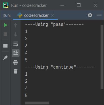 pass vs continue python