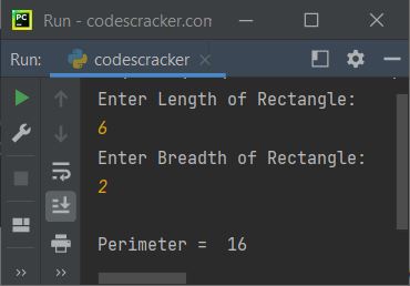 perimeter of rectangle python