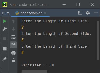 perimeter of triangle python