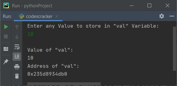 print address of variable python