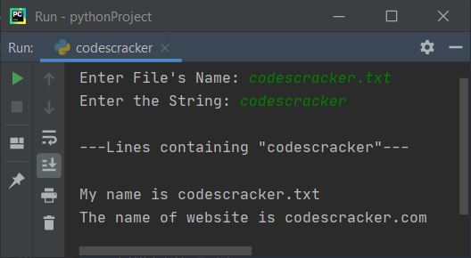 print all lines containing given string in file python