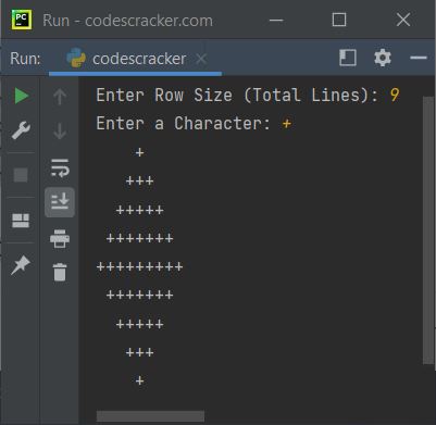 print diamond of given character python