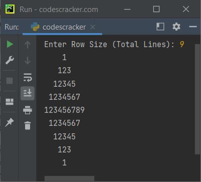 print diamond pattern of numbers python