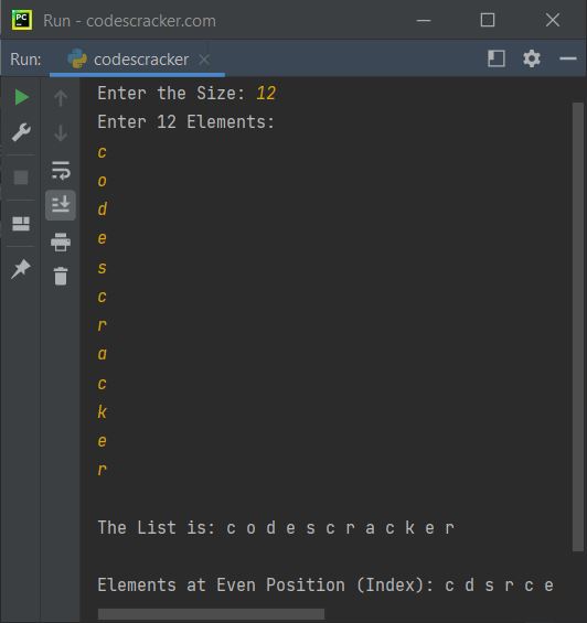 print elements at even index python