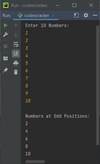 print elements at odd position python