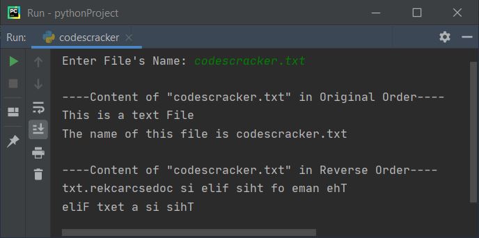 print file content in reverse order program python