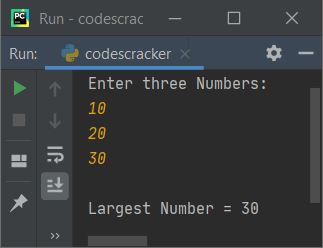 print largest of three numbers python