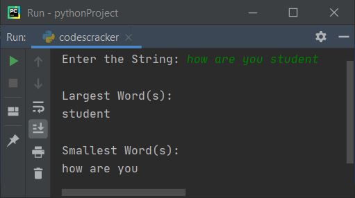 print largest smallest word in string python