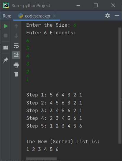 print list after each insertion sort python