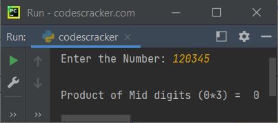 print product of mid digits python