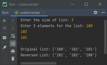 print reverse of a list python