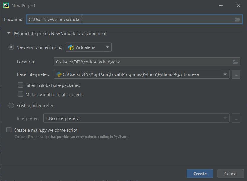 pycharm setup python