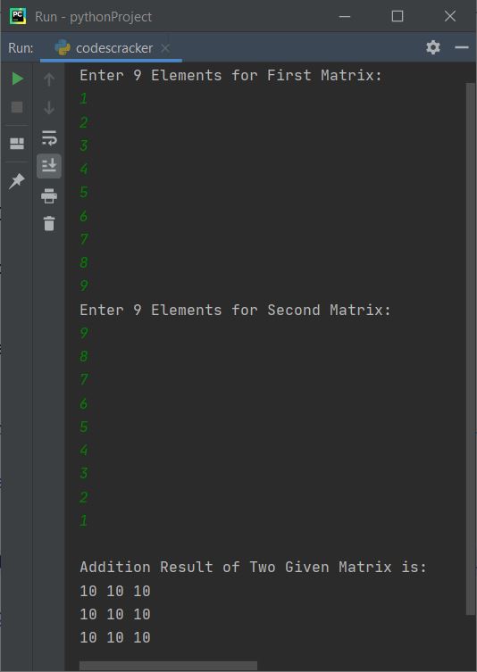 python add two matrices