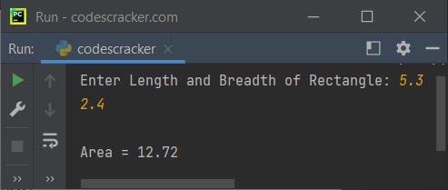 python find area of rectangle using function