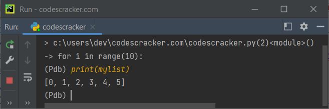 python breakpoint function example