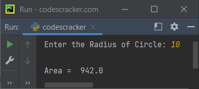 python calculate area of circle using function