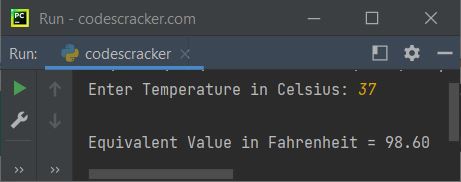 python convert celsius to fahrenheit