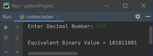 python convert decimal to binary