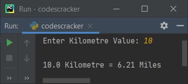 python convert Kilometer to miles