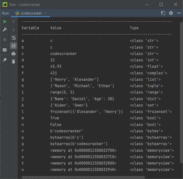 python data types mega program