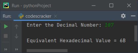 python convert decimal to hexadecimal