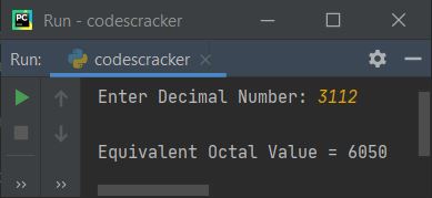 python convert decimal to octal