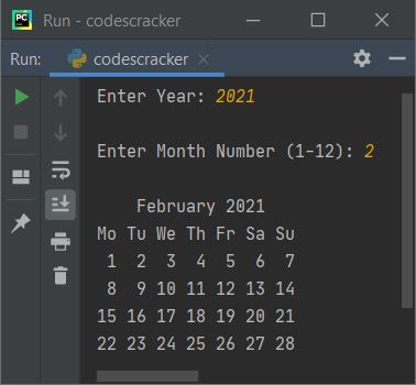 python display calendar