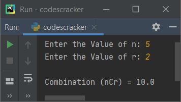 python find ncR and nPr