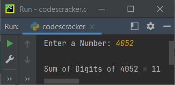 python find sum of digits of number