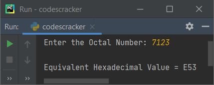 python convert octal to hexadecimal