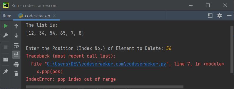 python pop function program