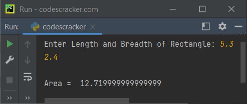 python calculate area of rectangle